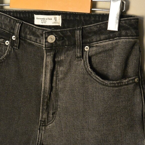 Abercrombie & Fitch Two Tone The Skinny High Rise Jean Black Women’s Size 27 4R - Picture 4 of 10